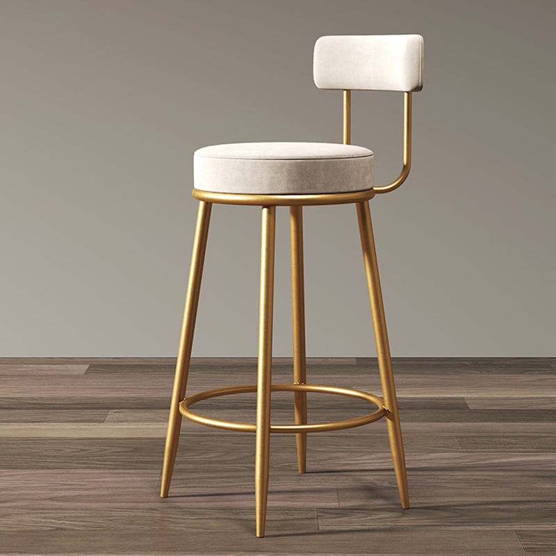 Glam Armless Backrest Counter Stool Iron Dining Room Bar Stool with Cushion and Pedal