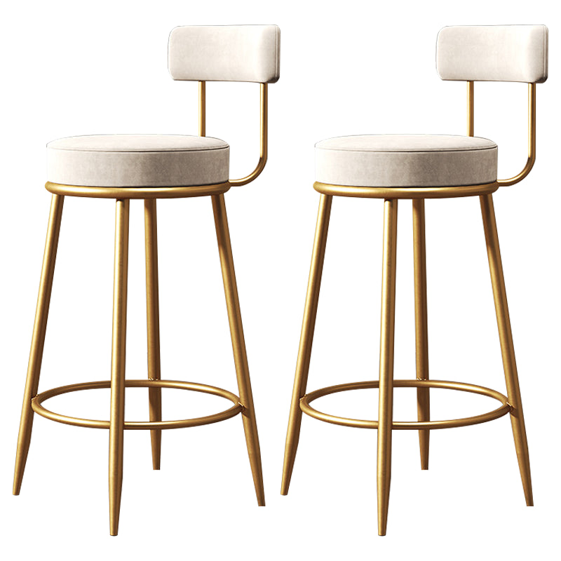 Glam Armless Backrest Counter Stool Iron Dining Room Bar Stool with Cushion and Pedal