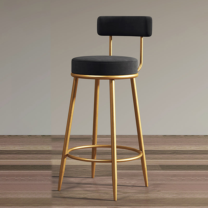 Glam Armless Backrest Counter Stool Iron Dining Room Bar Stool with Cushion and Pedal