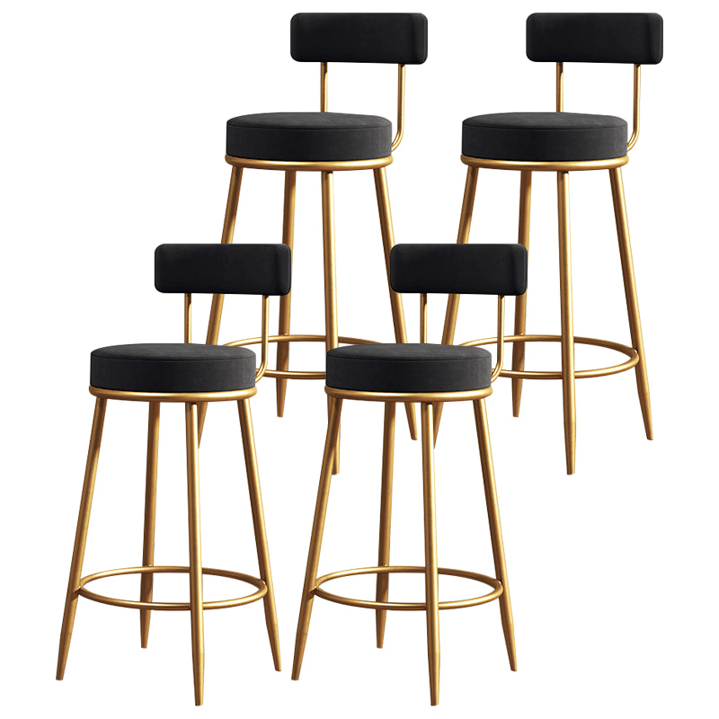 Glam Armless Backrest Counter Stool Iron Dining Room Bar Stool with Cushion and Pedal