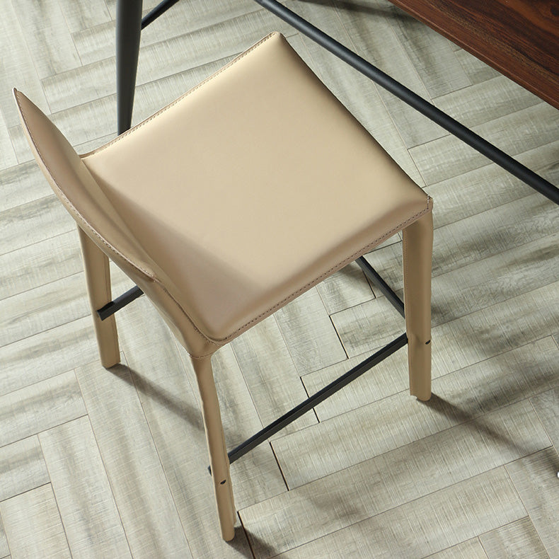 Modern Style Bar-stool Leather Counter Bar Stool with Metal Legs for Kitchen