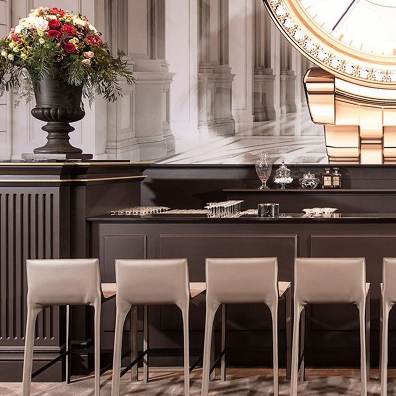 Modern Style Bar-stool Leather Counter Bar Stool with Metal Legs for Kitchen