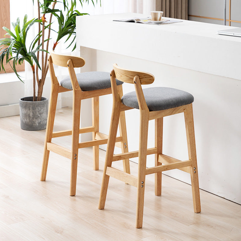 Scandinavian Milk Tea Shop Rubberwood Stool Matte Finish Upholstered Bar Stools