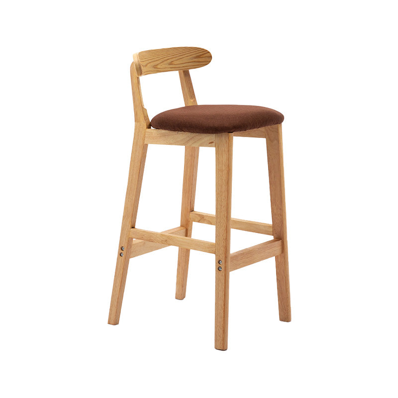 Scandinavian Milk Tea Shop Rubberwood Stool Matte Finish Upholstered Bar Stools
