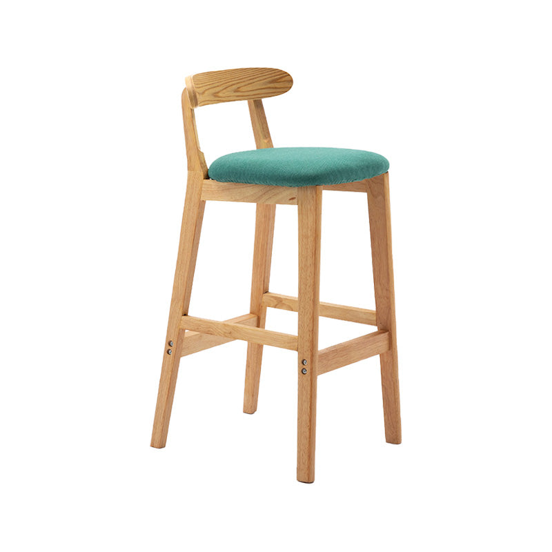 Scandinavian Milk Tea Shop Rubberwood Stool Matte Finish Upholstered Bar Stools