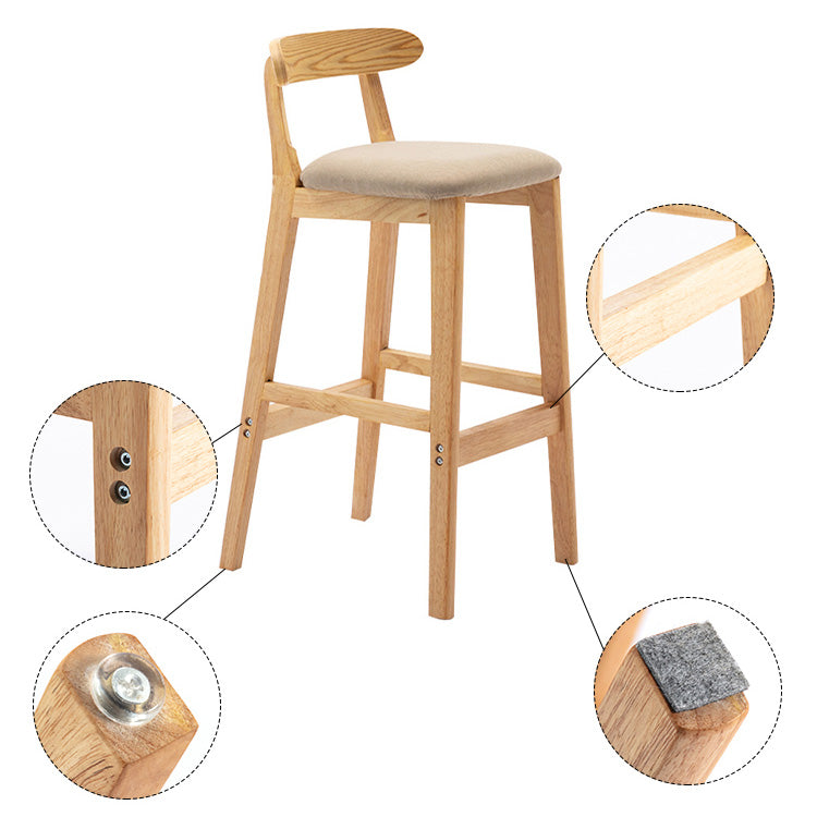 Scandinavian Milk Tea Shop Rubberwood Stool Matte Finish Upholstered Bar Stools