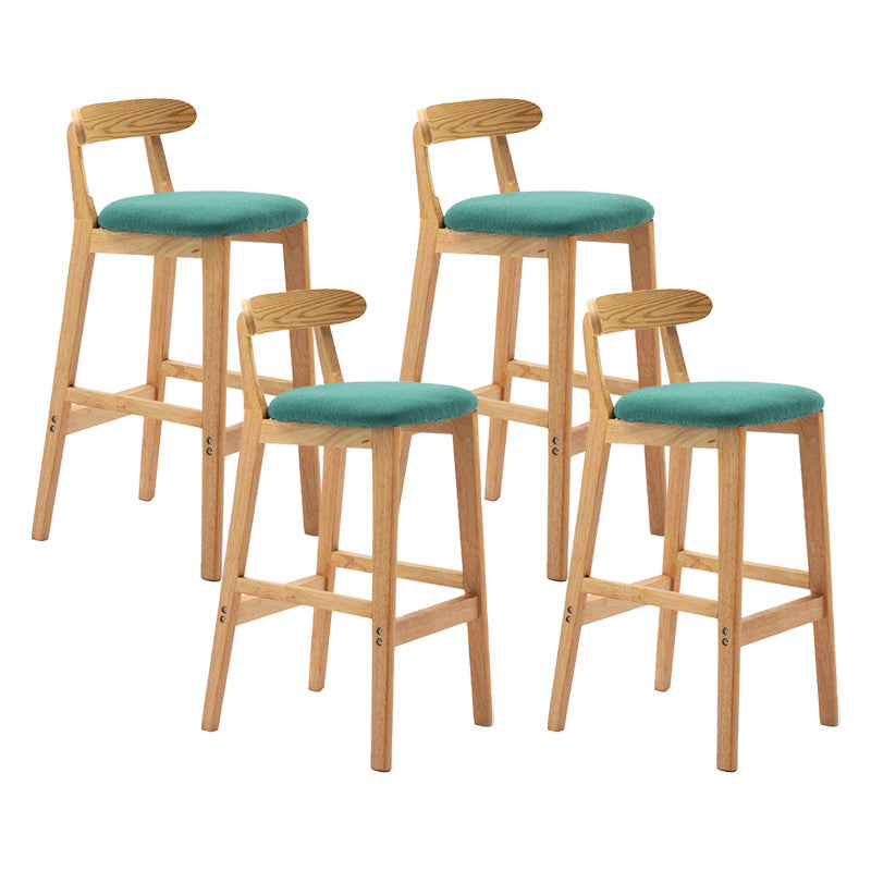 Scandinavian Milk Tea Shop Rubberwood Stool Matte Finish Upholstered Bar Stools