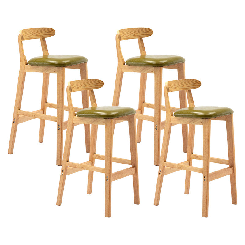 Scandinavian Milk Tea Shop Rubberwood Stool Matte Finish Upholstered Bar Stools