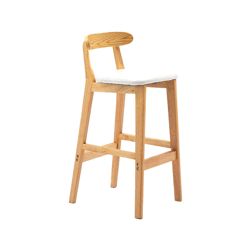 Scandinavian Milk Tea Shop Rubberwood Stool Matte Finish Upholstered Bar Stools