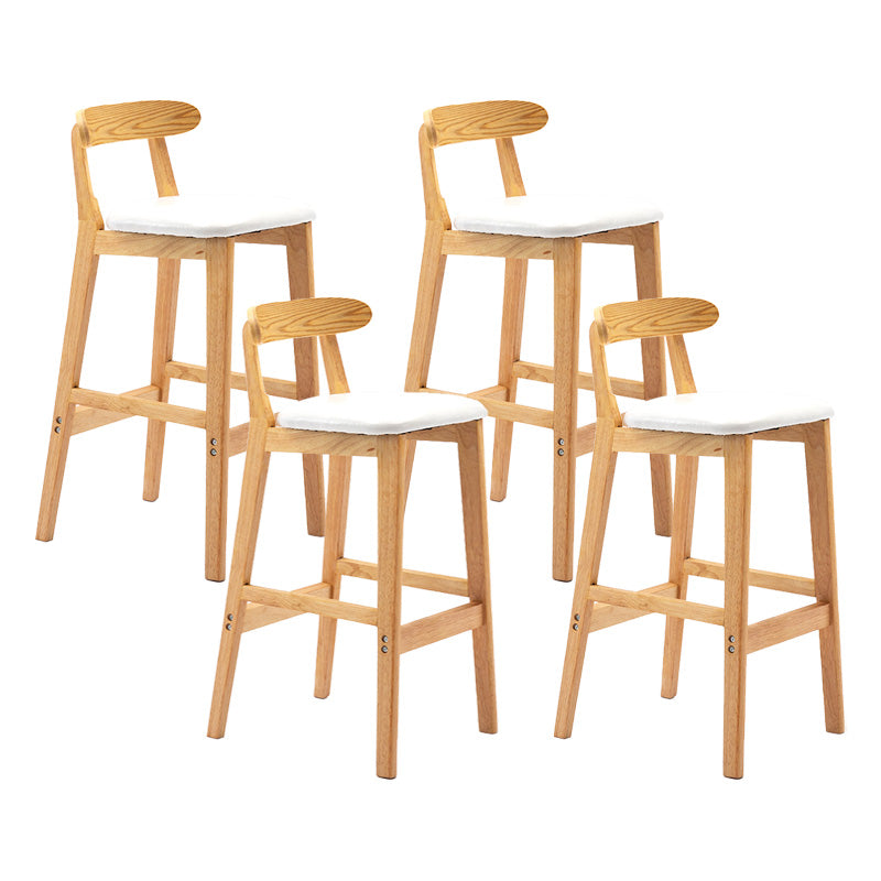 Scandinavian Milk Tea Shop Rubberwood Stool Matte Finish Upholstered Bar Stools