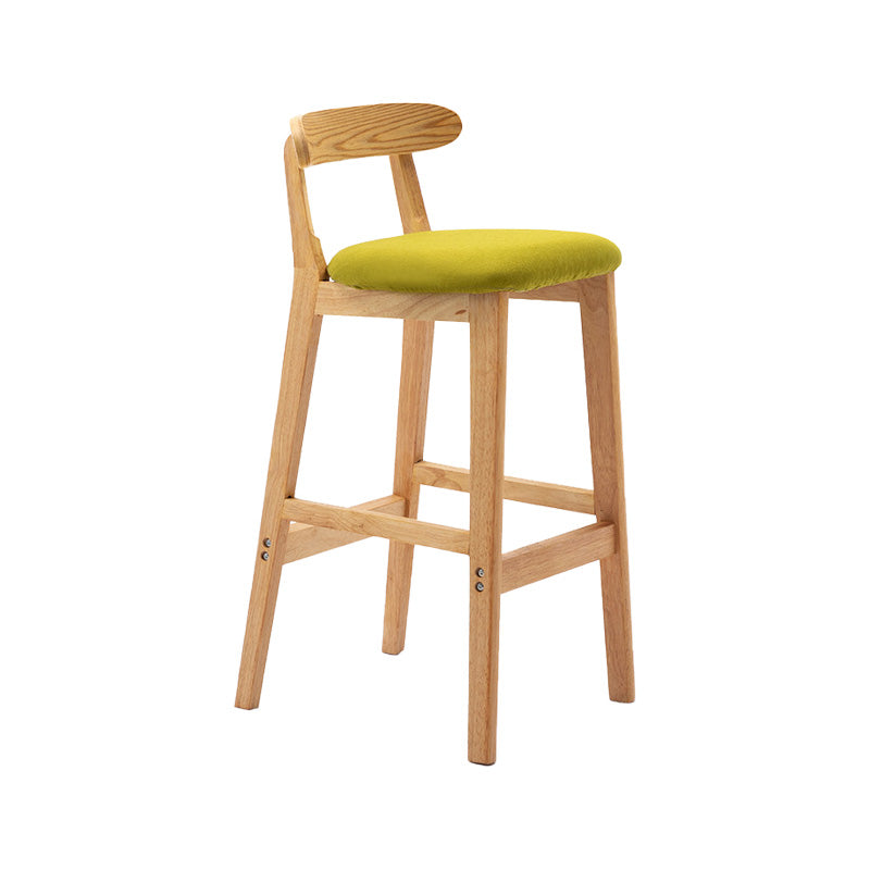 Scandinavian Milk Tea Shop Rubberwood Stool Matte Finish Upholstered Bar Stools