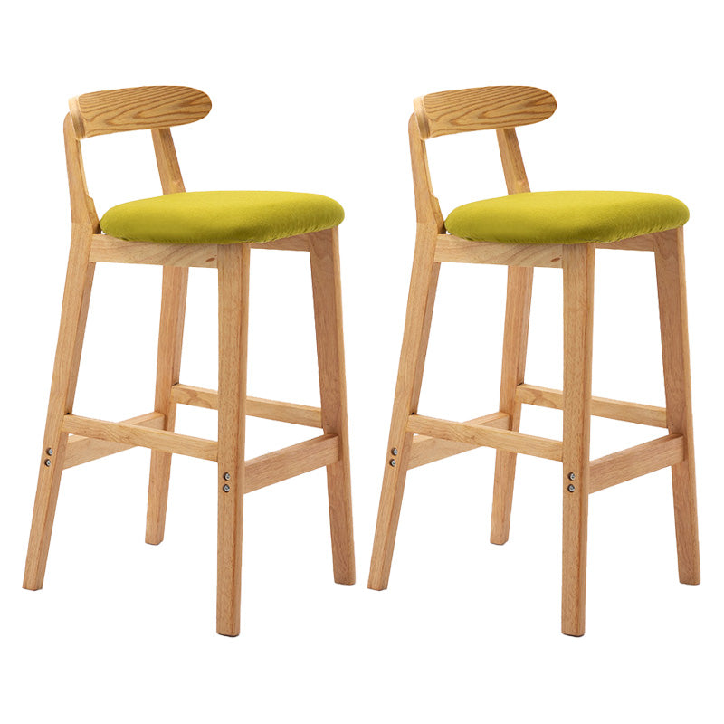 Scandinavian Milk Tea Shop Rubberwood Stool Matte Finish Upholstered Bar Stools