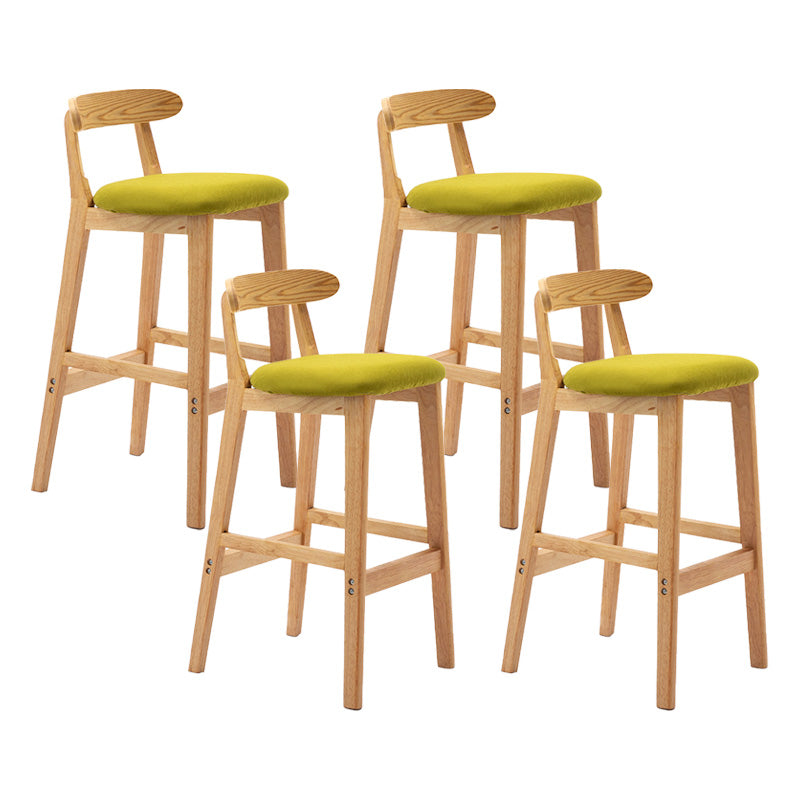 Scandinavian Milk Tea Shop Rubberwood Stool Matte Finish Upholstered Bar Stools