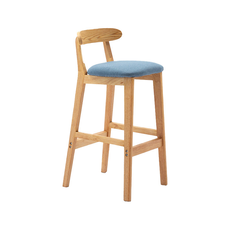 Scandinavian Milk Tea Shop Rubberwood Stool Matte Finish Upholstered Bar Stools