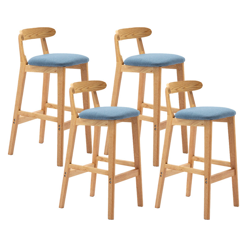 Scandinavian Milk Tea Shop Rubberwood Stool Matte Finish Upholstered Bar Stools
