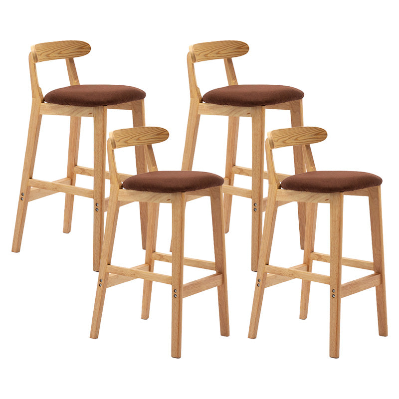 Scandinavian Milk Tea Shop Rubberwood Stool Matte Finish Upholstered Bar Stools