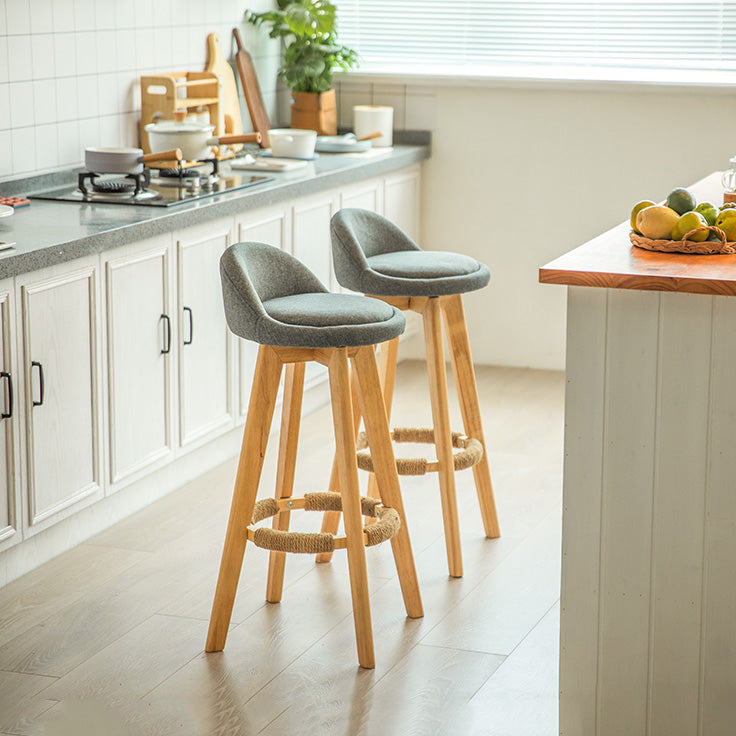 Modern Rubberwood Indoor Stool Matte Finish Upholstered Bar Stools
