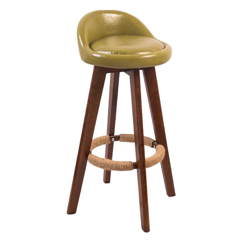 Modern Rubberwood Indoor Stool Matte Finish Upholstered Bar Stools