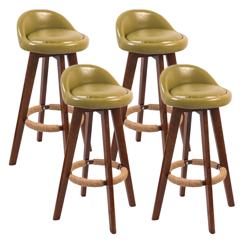 Modern Rubberwood Indoor Stool Matte Finish Upholstered Bar Stools