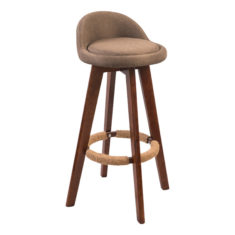 Modern Rubberwood Indoor Stool Matte Finish Upholstered Bar Stools