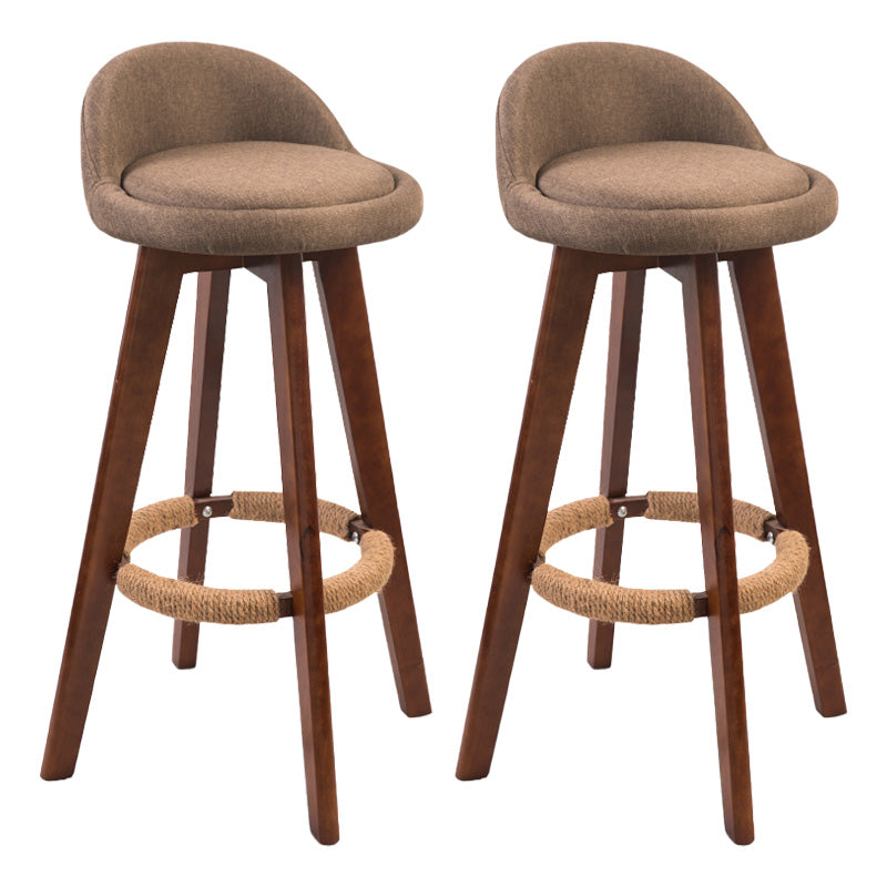 Modern Rubberwood Indoor Stool Matte Finish Upholstered Bar Stools