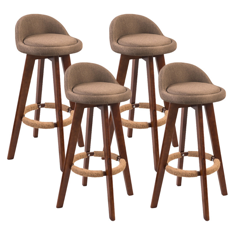 Modern Rubberwood Indoor Stool Matte Finish Upholstered Bar Stools