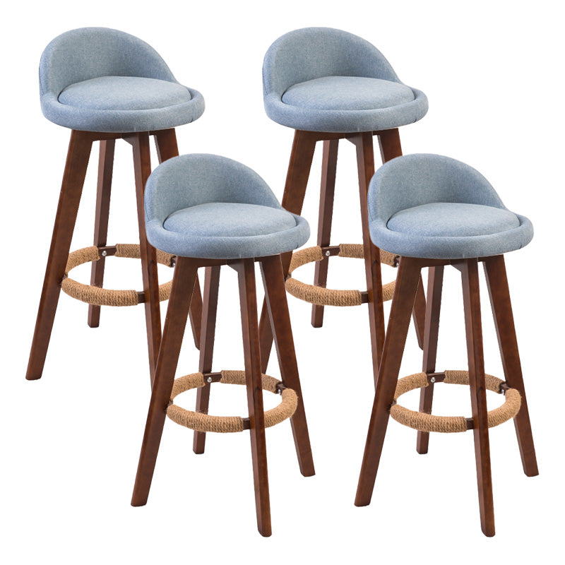 Modern Rubberwood Indoor Stool Matte Finish Upholstered Bar Stools