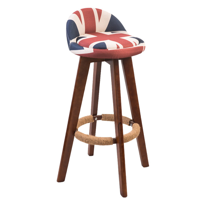 Modern Rubberwood Indoor Stool Matte Finish Upholstered Bar Stools