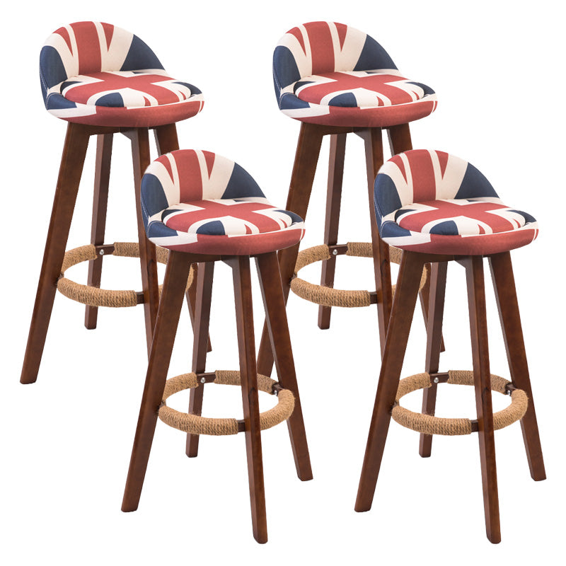 Modern Rubberwood Indoor Stool Matte Finish Upholstered Bar Stools