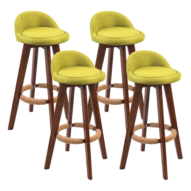 Modern Rubberwood Indoor Stool Matte Finish Upholstered Bar Stools