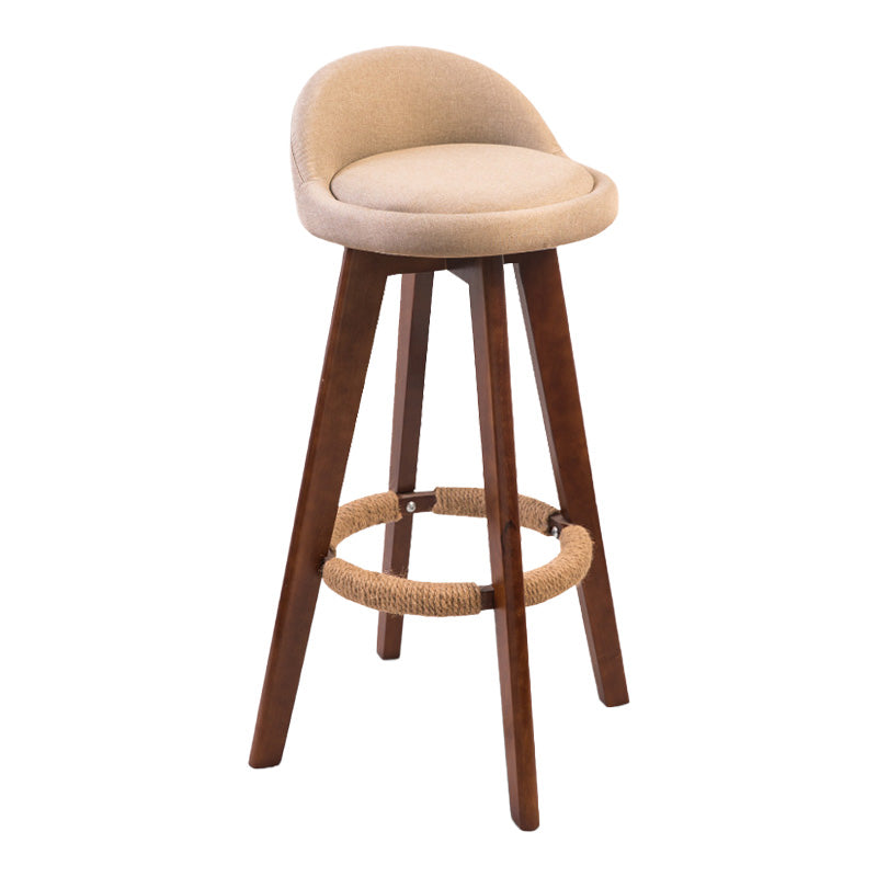 Modern Rubberwood Indoor Stool Matte Finish Upholstered Bar Stools