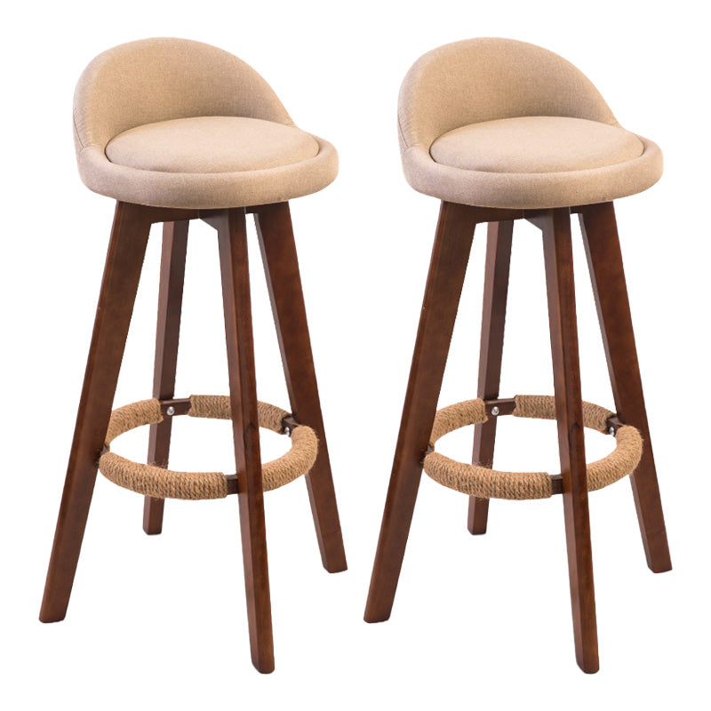 Modern Rubberwood Indoor Stool Matte Finish Upholstered Bar Stools