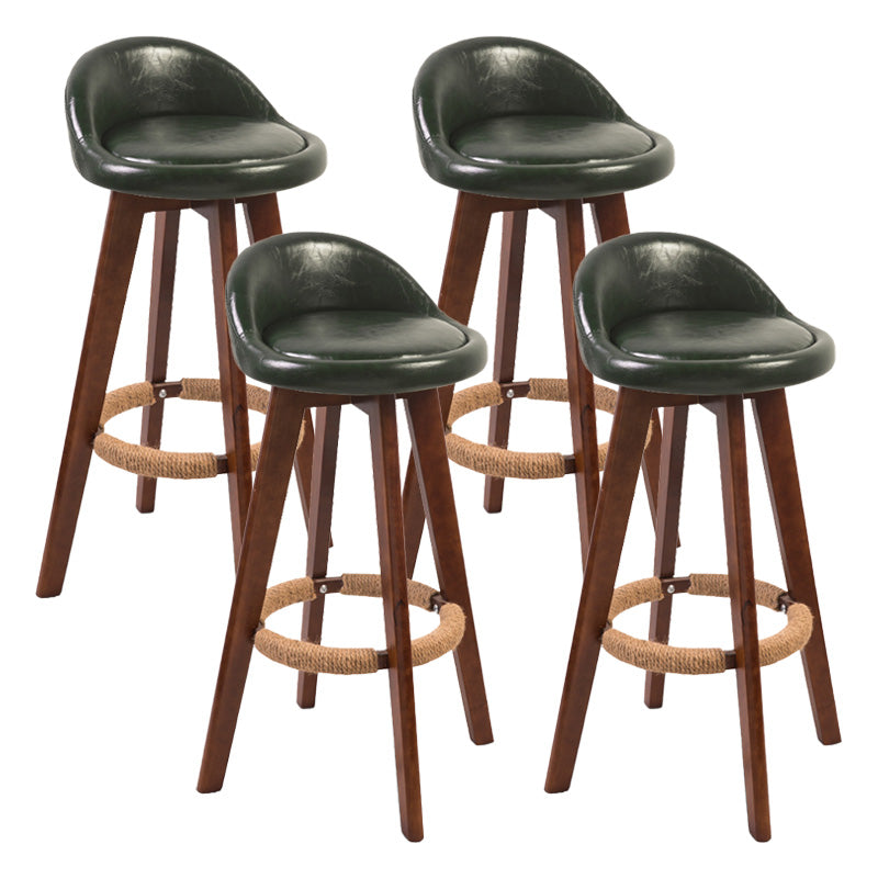 Modern Rubberwood Indoor Stool Matte Finish Upholstered Bar Stools