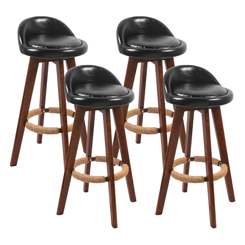 Modern Rubberwood Indoor Stool Matte Finish Upholstered Bar Stools
