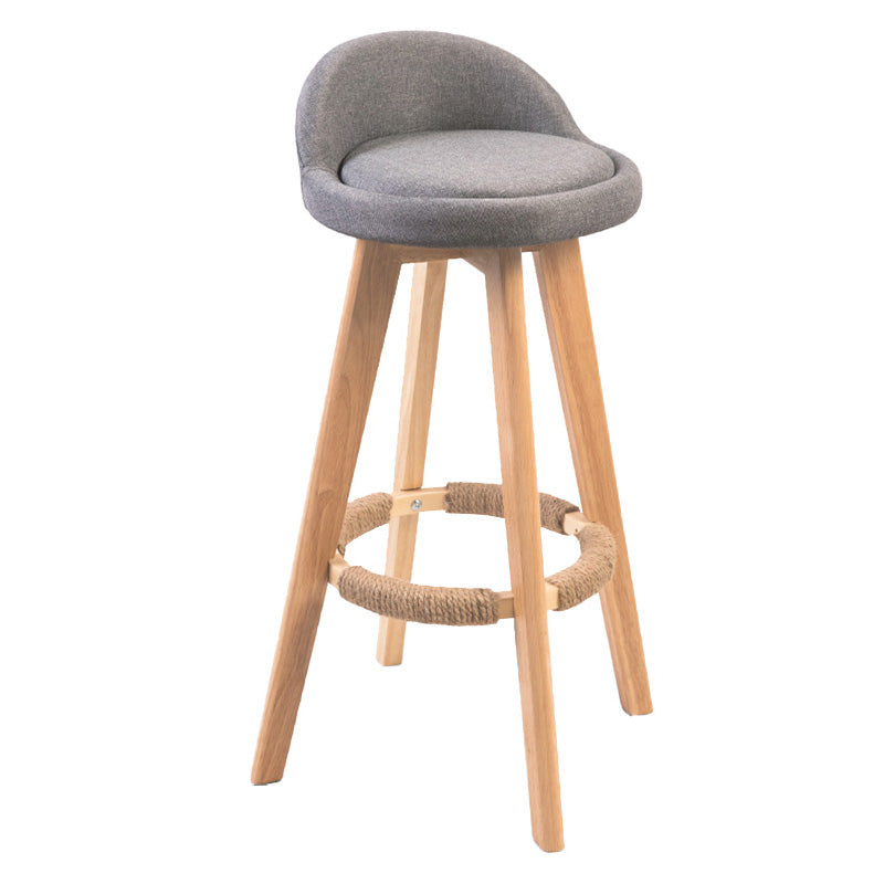 Modern Rubberwood Indoor Stool Matte Finish Upholstered Bar Stools