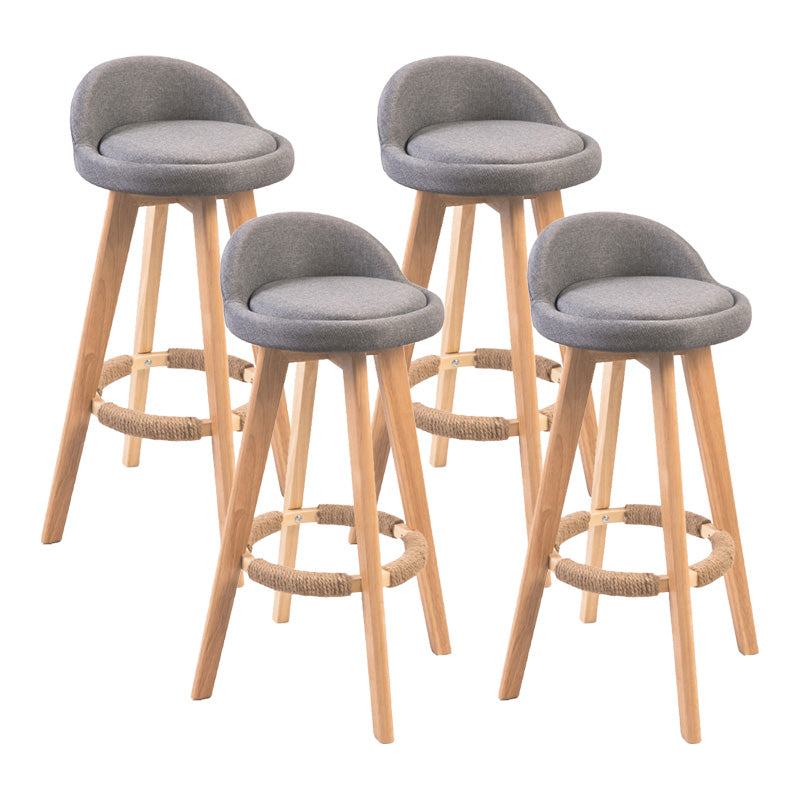 Modern Rubberwood Indoor Stool Matte Finish Upholstered Bar Stools