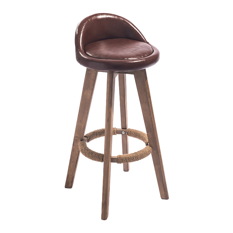 Modern Rubberwood Indoor Stool Matte Finish Upholstered Bar Stools