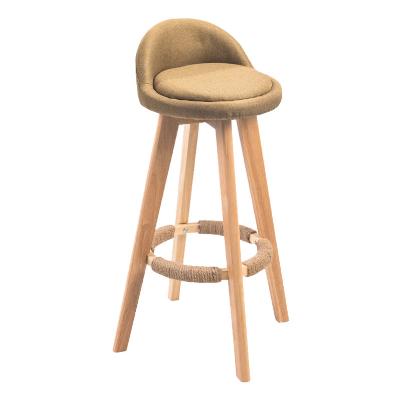 Modern Rubberwood Indoor Stool Matte Finish Upholstered Bar Stools