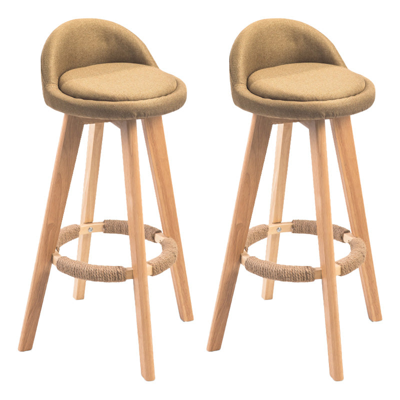Modern Rubberwood Indoor Stool Matte Finish Upholstered Bar Stools