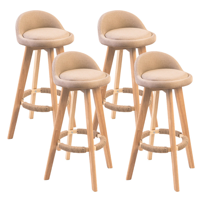 Modern Rubberwood Indoor Stool Matte Finish Upholstered Bar Stools