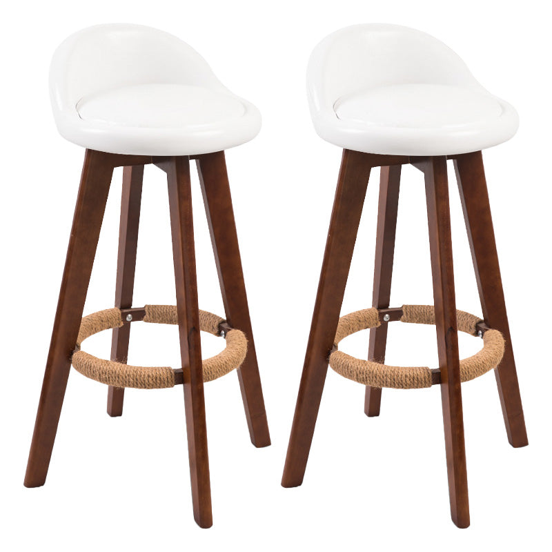 Modern Rubberwood Indoor Stool Matte Finish Upholstered Bar Stools