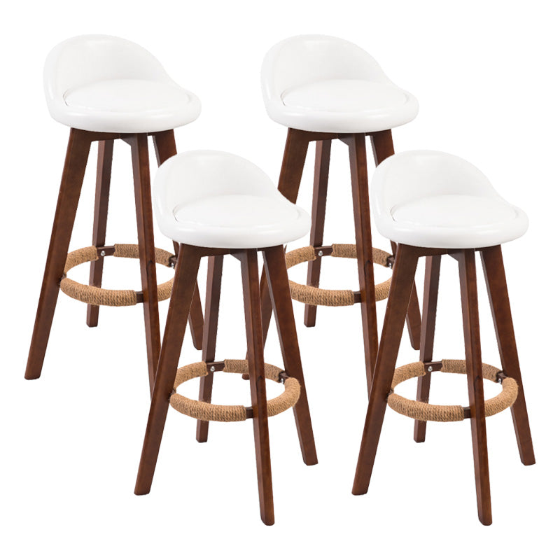 Modern Rubberwood Indoor Stool Matte Finish Upholstered Bar Stools