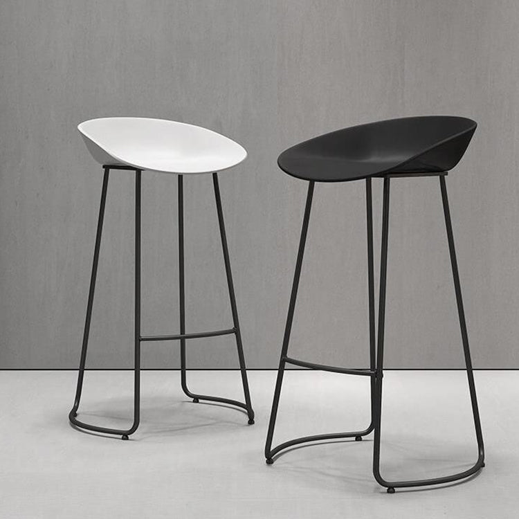 Industrial Armless Backrest Counter Stool Iron Cafe Bar Stool with Acrylic Seat and Pedal