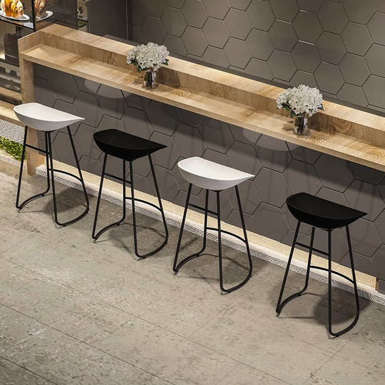 Industrial Armless Backrest Counter Stool Iron Cafe Bar Stool with Acrylic Seat and Pedal
