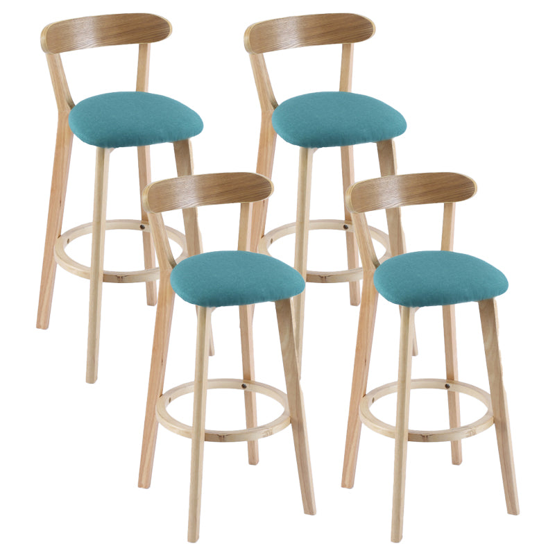 Contemporary Matte Finish Solid Wood Bar Stool Milk Tea Shop Footrest Stool