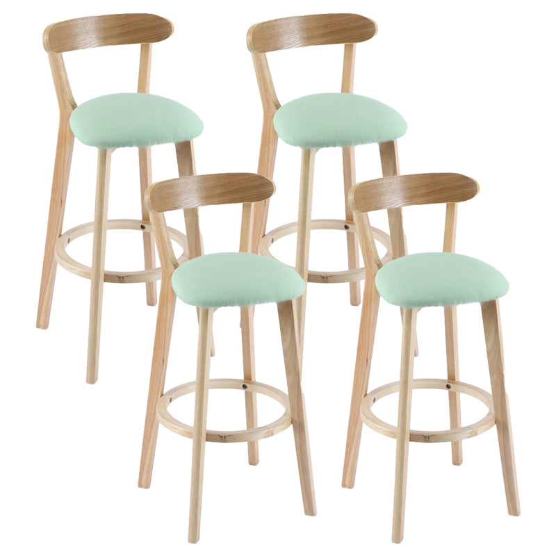 Contemporary Matte Finish Solid Wood Bar Stool Milk Tea Shop Footrest Stool