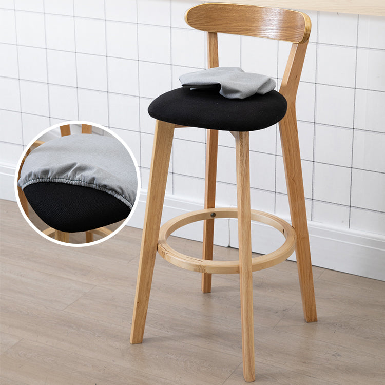 Contemporary Matte Finish Solid Wood Bar Stool Milk Tea Shop Footrest Stool