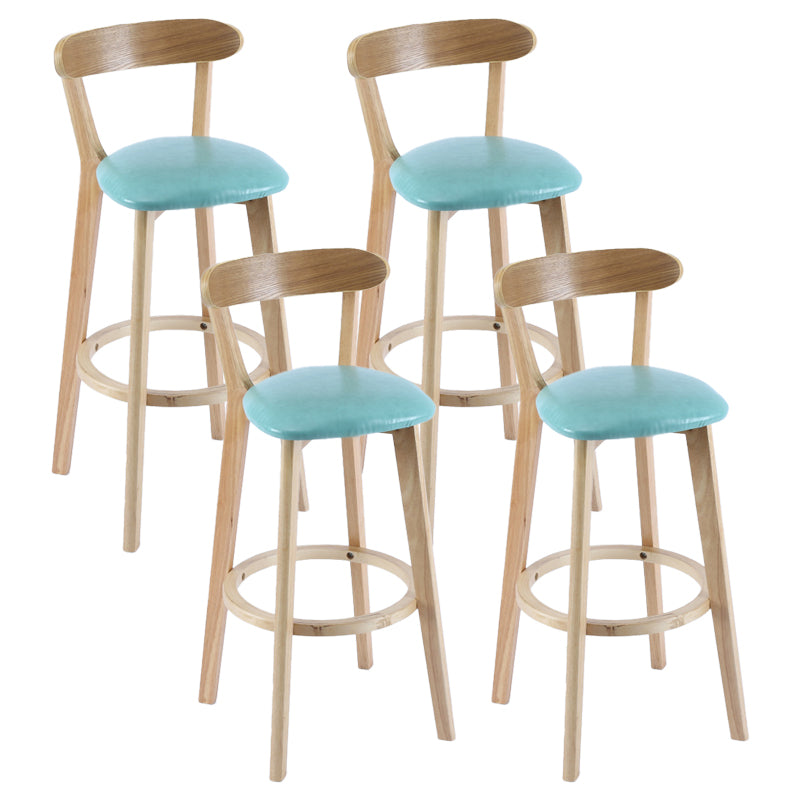 Contemporary Matte Finish Solid Wood Bar Stool Milk Tea Shop Footrest Stool