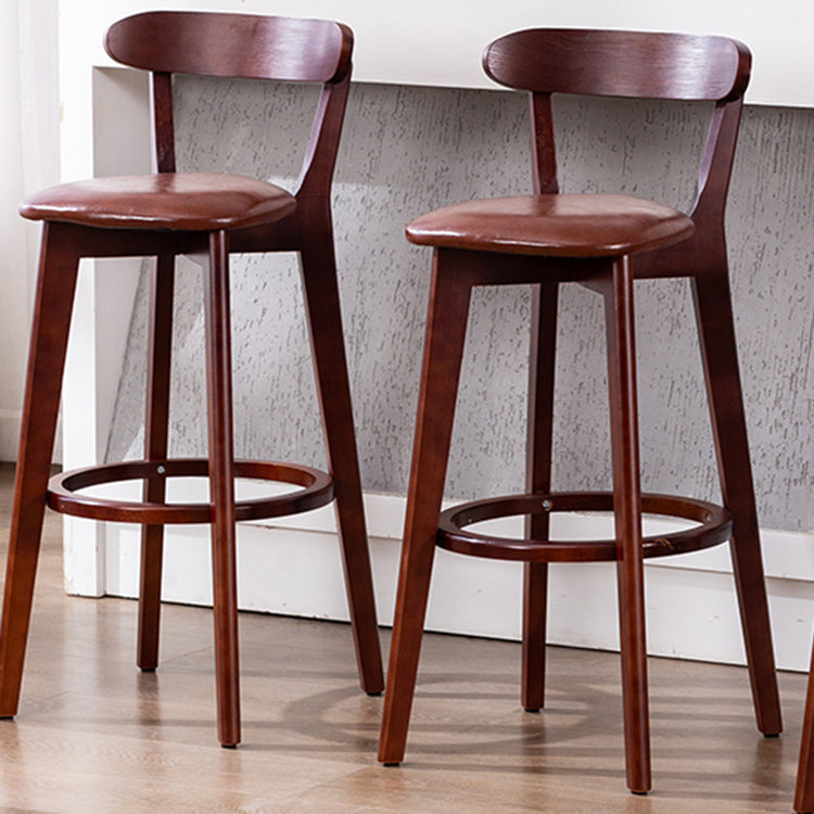 Contemporary Matte Finish Solid Wood Bar Stool Milk Tea Shop Footrest Stool