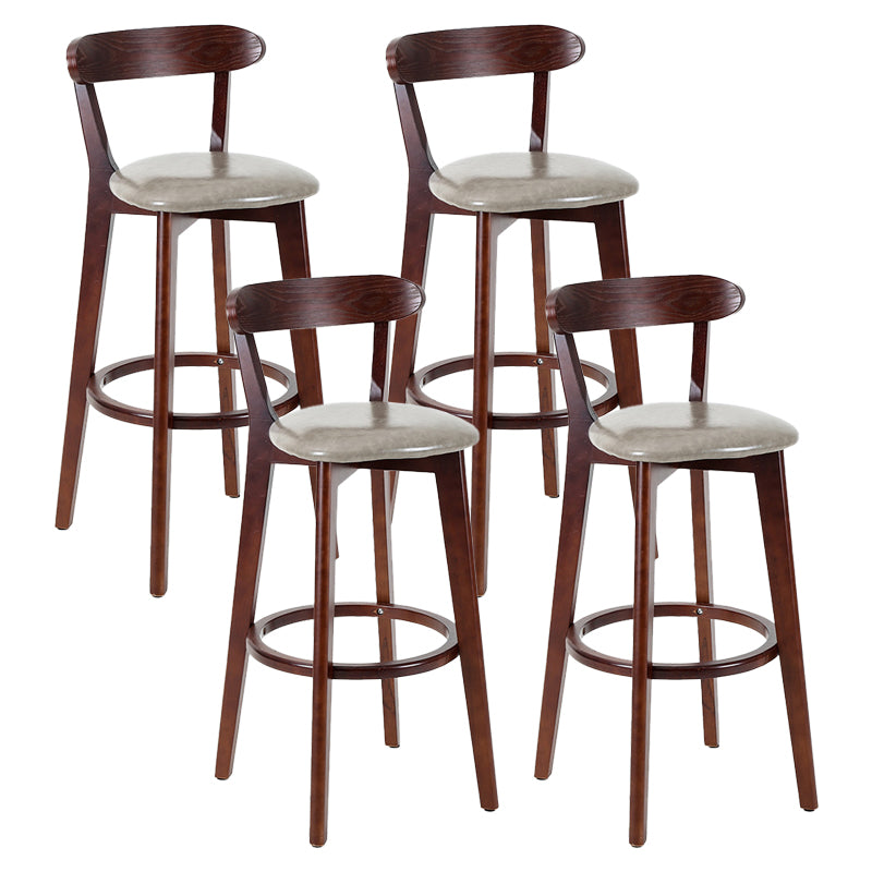 Contemporary Matte Finish Solid Wood Bar Stool Milk Tea Shop Footrest Stool